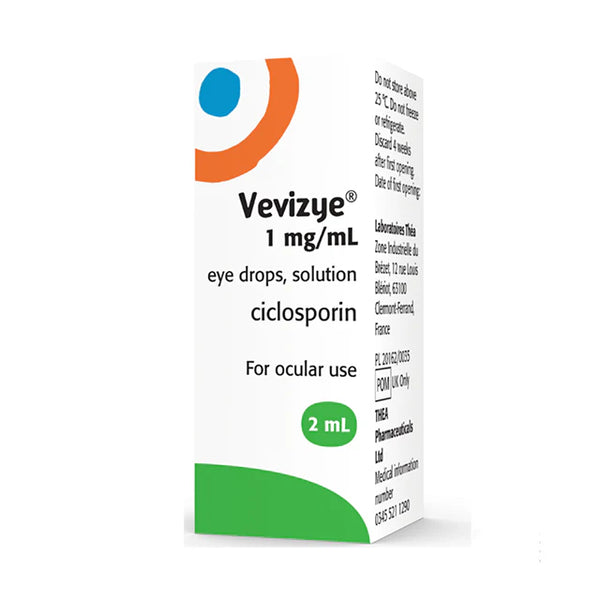 VEVIZYE® Ciclosporin 0.1% Eye Drops 2ml | Preservative-Free Water-Free Formula